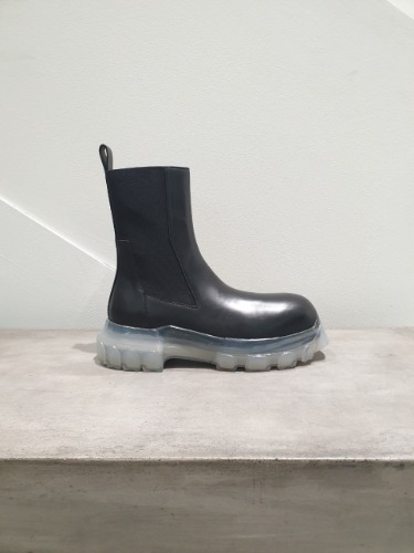 RICK OWENS BEATLE BOZO TRACTOR BOOTS BLACK/CLEAR