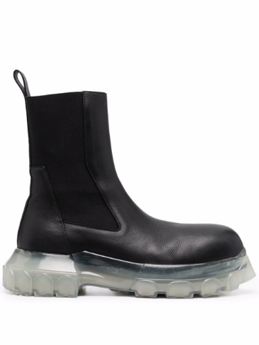 RICK OWENS BEATLE BOZO TRACTOR BOOTS BLACK/CLEAR (LDE)