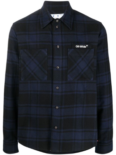 OFF-WHITE OUTLINE ARROWS FLANNEL SHIRT BLUE