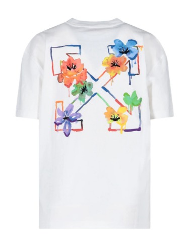 OFF-WHITE FLORAL ARROW EMBROIDERY T-SHIRT WHITE (WOMEN)