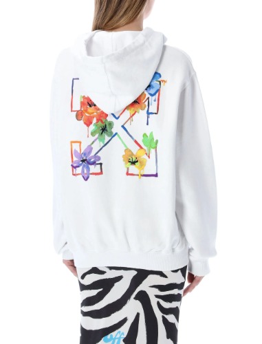 OFF-WHITE FLORAL ARROW EMBROIDERY REG HOODIE WHITE (WOMEN)