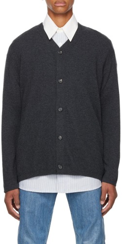 OUR LEGACY WOOL KNITTED CARDIGAN ANTHRACITE