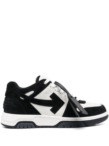 OFF-WHITE OOO OUT OF OFFICE COW SUEDE SNEAKERS WHITE &amp; BLACK