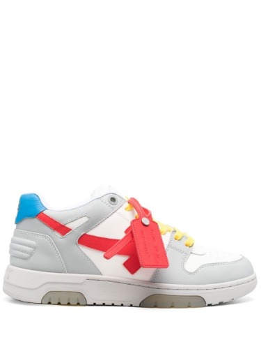 OFF-WHITE OOO OUT OF OFFICE CALF LEATHER SNEAKERS GREY &amp; RED