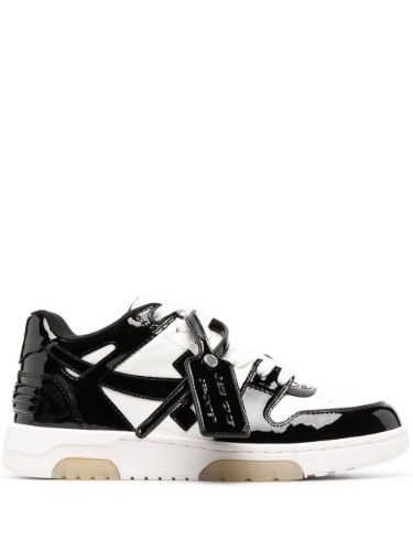 OFF-WHITE OOO OUT OF OFFICE PATENT LEATHER SNEAKERS WHITE &amp; BLACK
