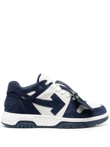 OFF-WHITE OOO OUT OF OFFICE COW SUEDE SNEAKERS WHITE &amp; DARK BLUE
