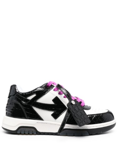 OFF-WHITE OOO OUT OF OFFICE CROCO PRINT LEATHER SNEAKERS WHITE &amp; BLACK (WOMEN)