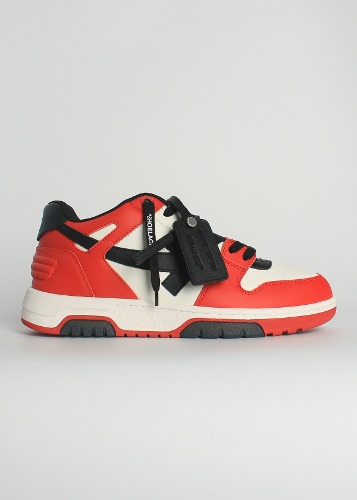 OFF-WHITE OOO OUT OF OFFICE CALF LEATHER SNEAKERS RED &amp; BLACK