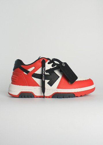 OFF-WHITE OOO OUT OF OFFICE CALF LEAHER SNEAKERS RED &amp; BLACK (WOMEN)