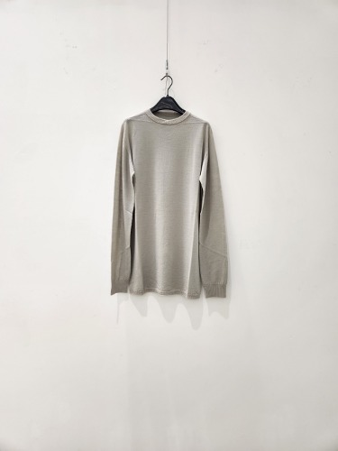 RICK OWENS ROUND NECK WOOL SWEATER PEARL