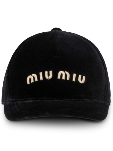 MIU MIU COTTON VELOUR CAP BLACK
